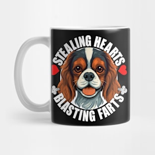 Funny Cavalier King Charles Spaniel Stealing Hearts Blasting Farts Dog Cute Puppy Mug